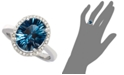 Macy's London Blue Topaz (4 ct. t.w.) and Diamond (1/8 ct. t.w.) Oval Ring in 14k White Gold